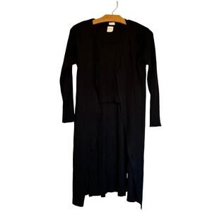 Silk & Salt Tank Cardigan Two Piece Set Black Long Line Sweater Ribbed Size S